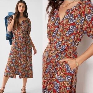 Faherty Carmel Linen Midi Dress XS